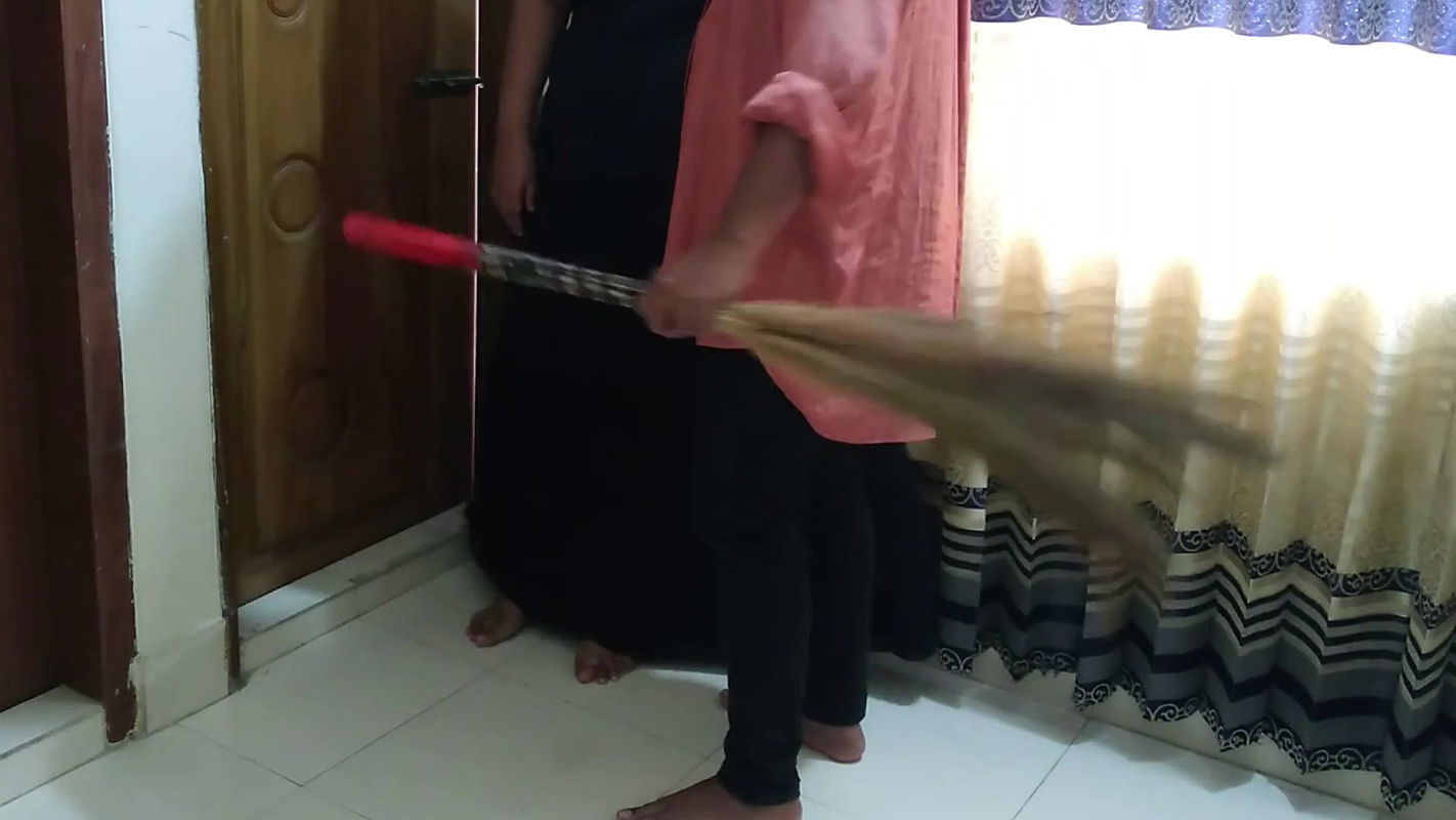 Punjabi maid in burqa & hijab gets seduced by her big ass while cleaning the bedroom and then fucks her like a Doggy on the bed