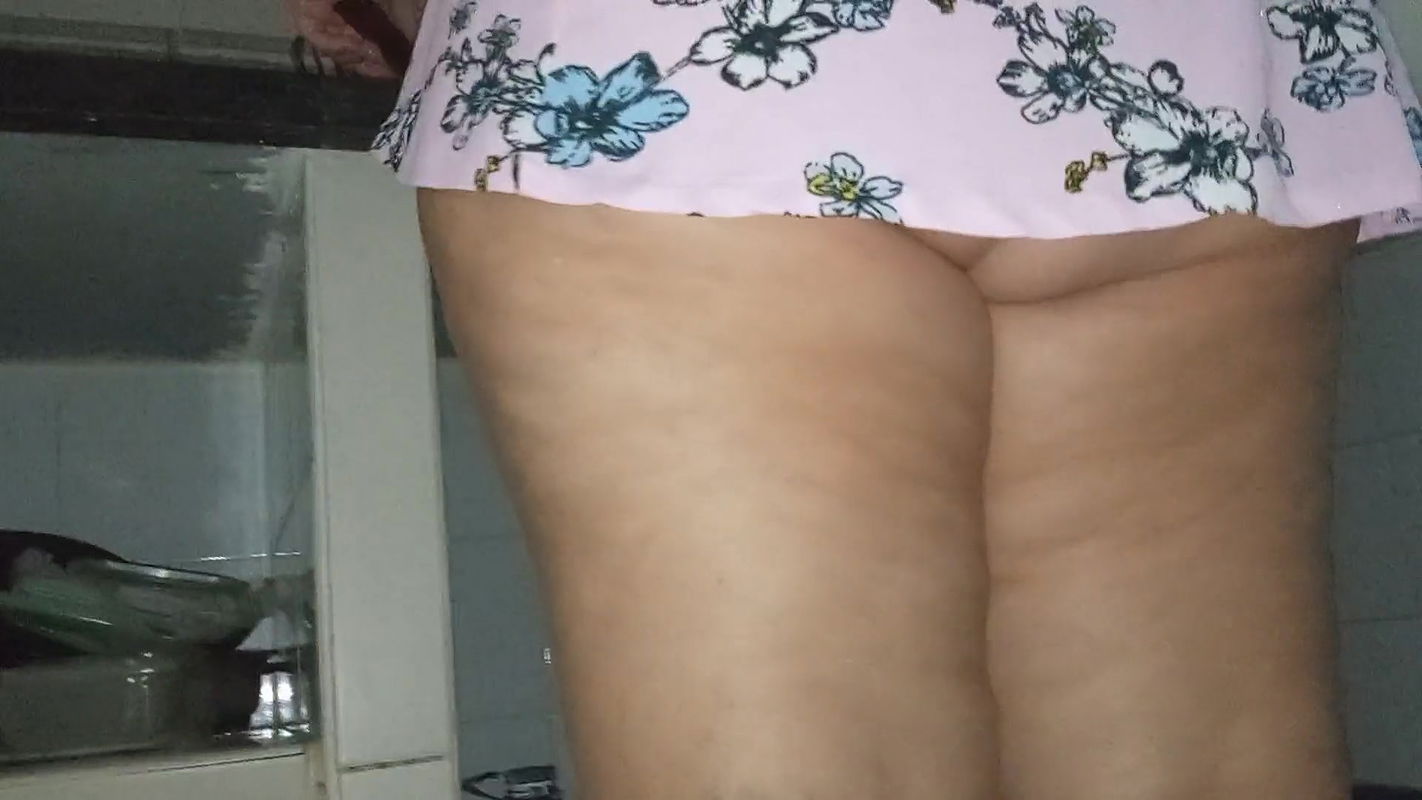 looking at the babysitter’s short pink dress