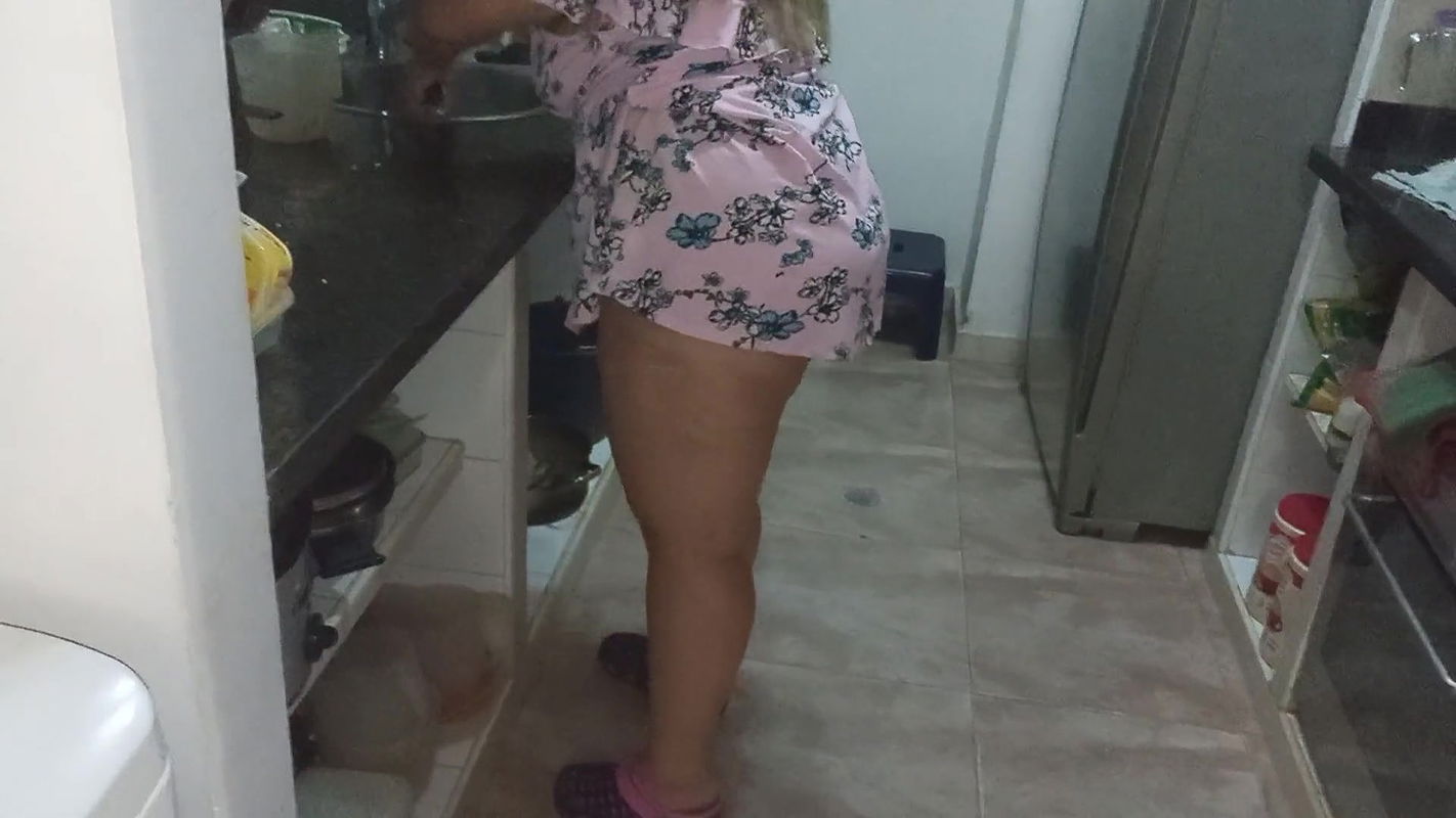 looking at the babysitter’s short pink dress