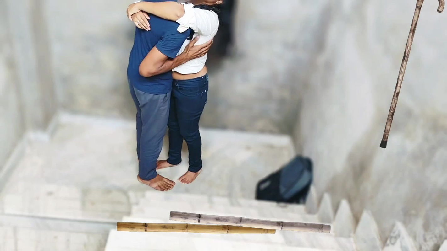 Indian college girl sex with her Classmate on Ladder full hindi sex , college couple hindi audio