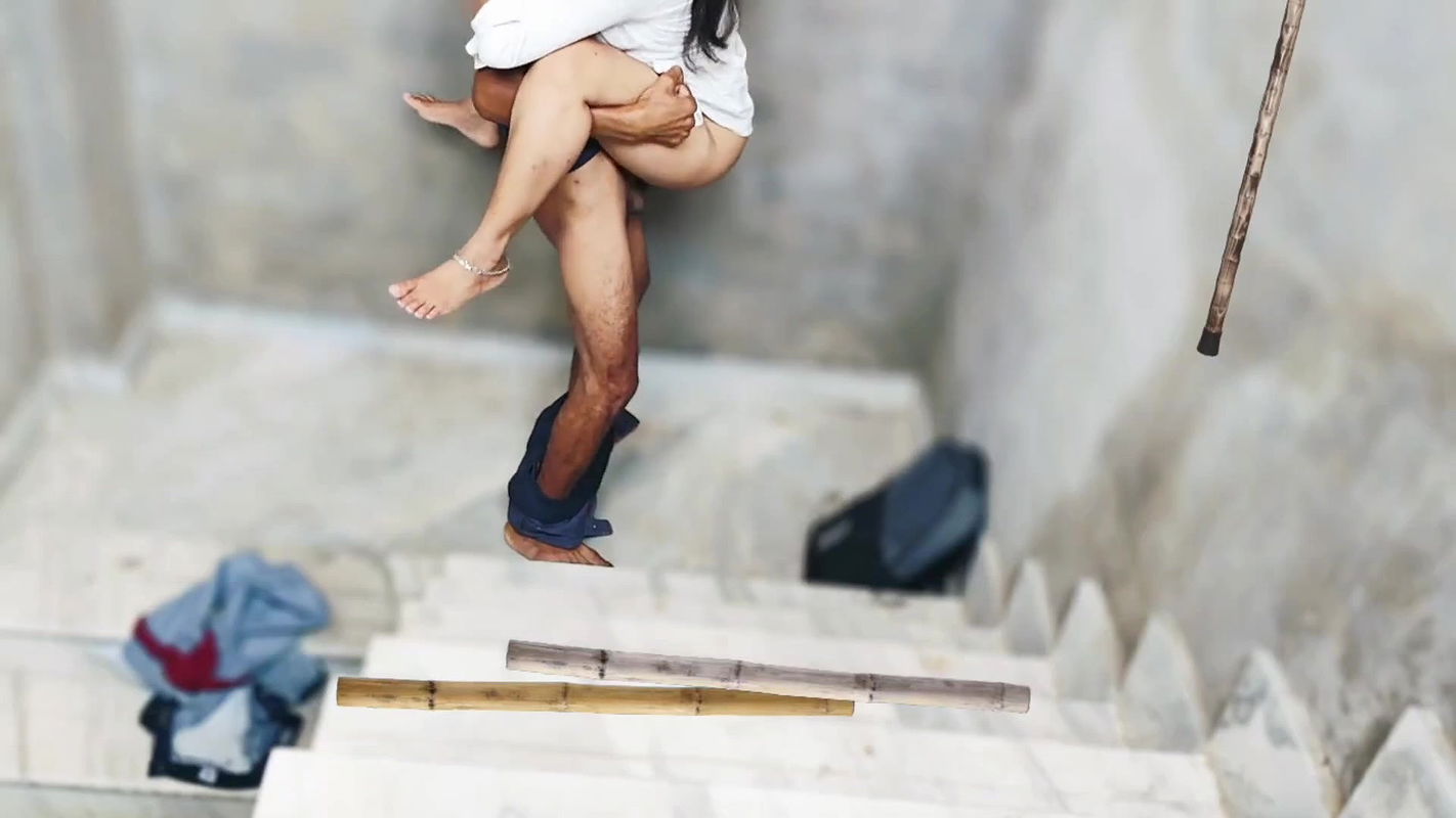 Indian college girl sex with her Classmate on Ladder full hindi sex , college couple hindi audio