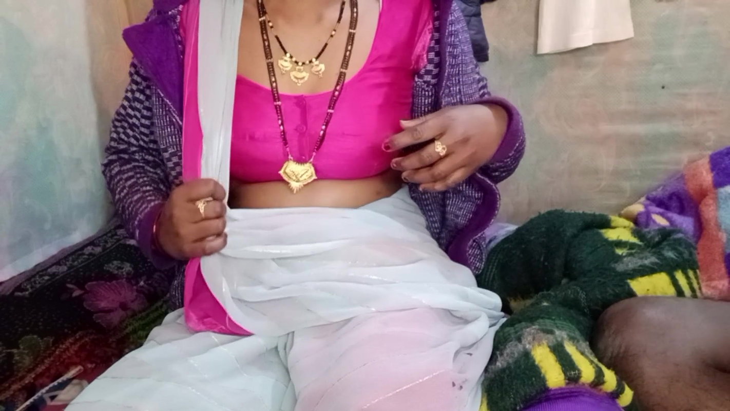 Hot Indian aunty pressed her big tits and got great pleasure by massaging her step son’s penis