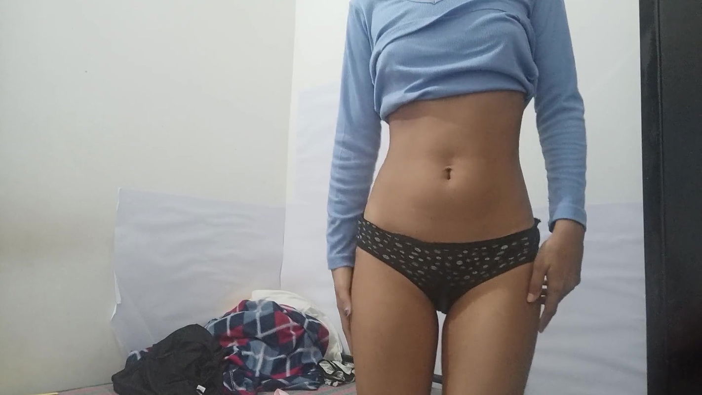 Hot cute girl video call seducing her boyfriend