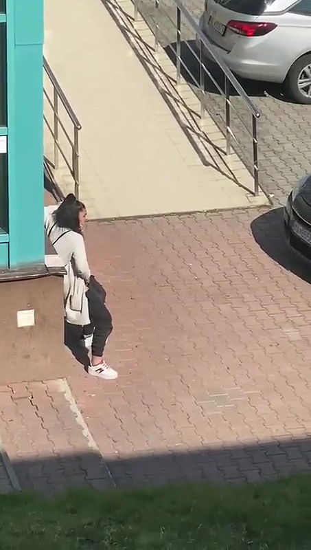 Horny girl masturbating outdoor, captured