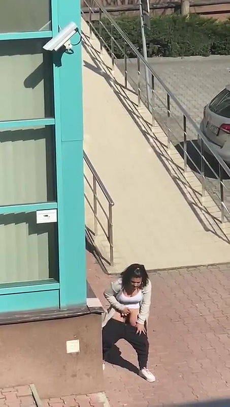 Horny girl masturbating outdoor, captured