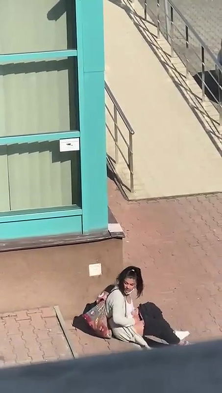 Horny girl masturbating outdoor, captured