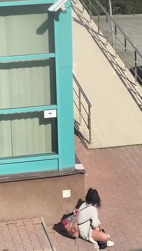 Horny girl masturbating outdoor, captured