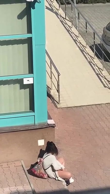 Horny girl masturbating outdoor, captured