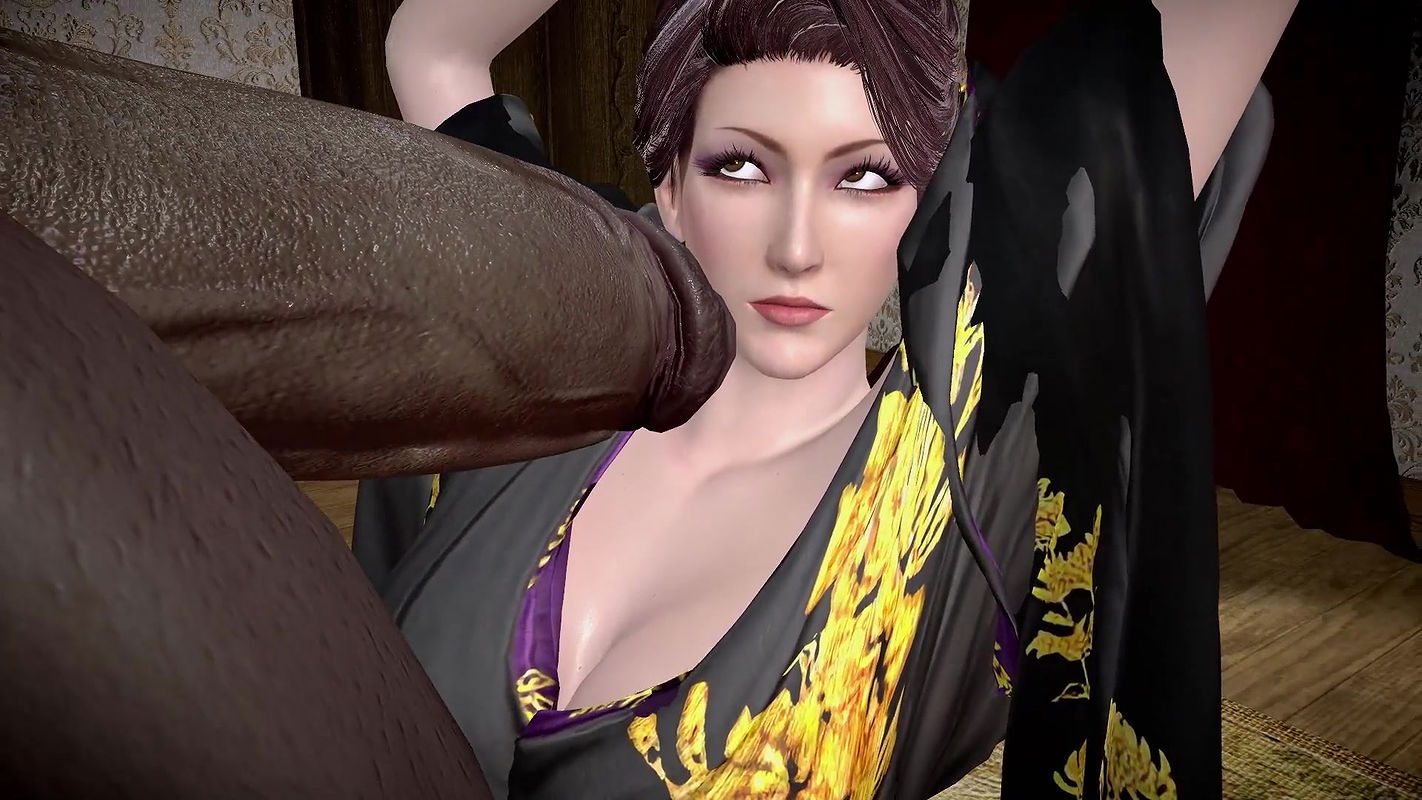 Madam M the hot mature milf from the Final Fantasy get fucked missionary and creampied by a black monster cock