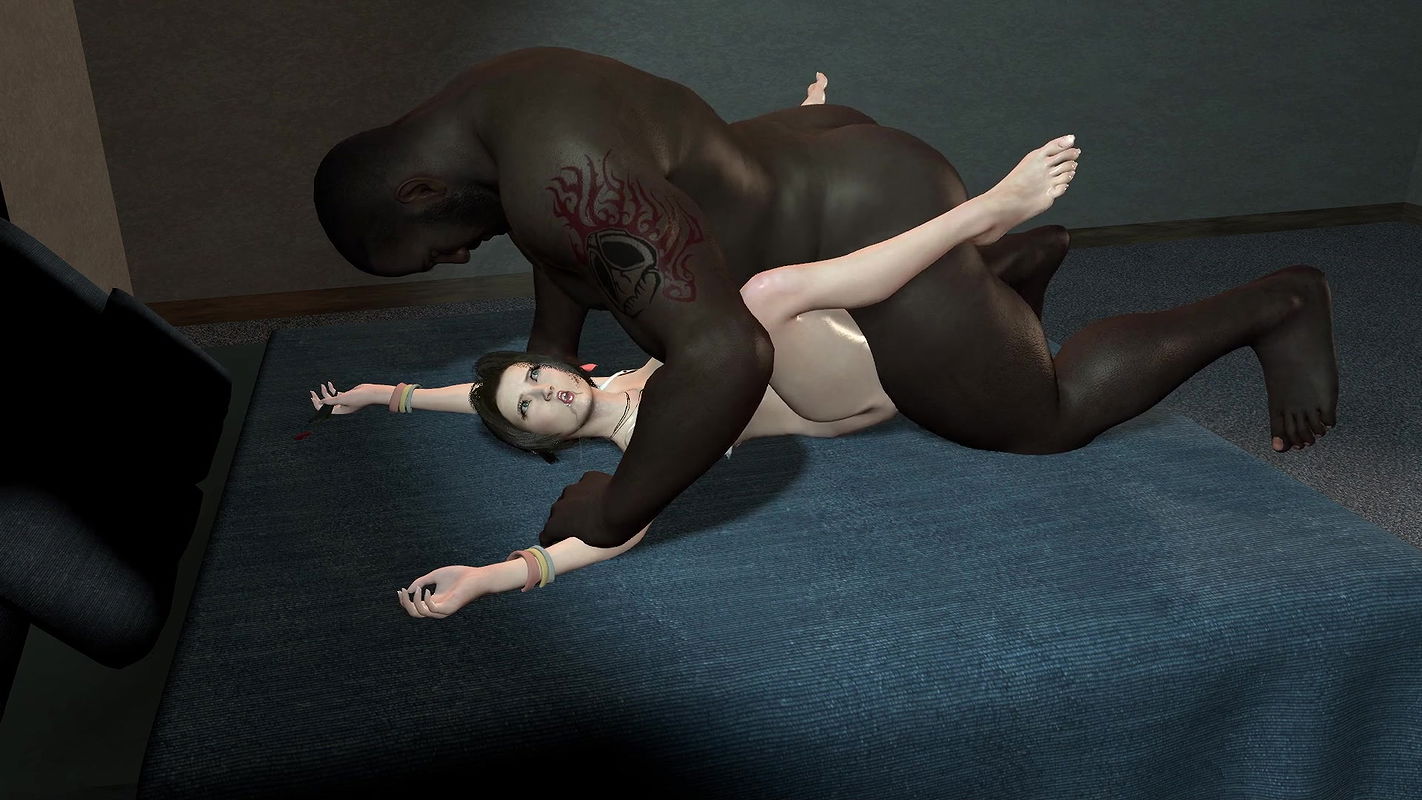 Busty and curvy Aerith from Final Fantasy deepthroat and fucked by Barret’s black monster cock