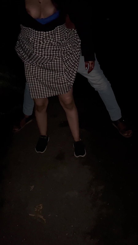 Deserted road, fucked girlfriend on the side of the road in the dark night