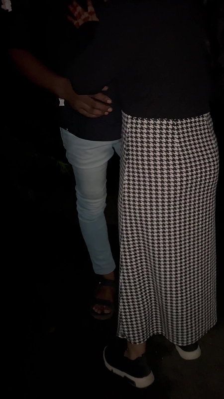 Deserted road, fucked girlfriend on the side of the road in the dark night