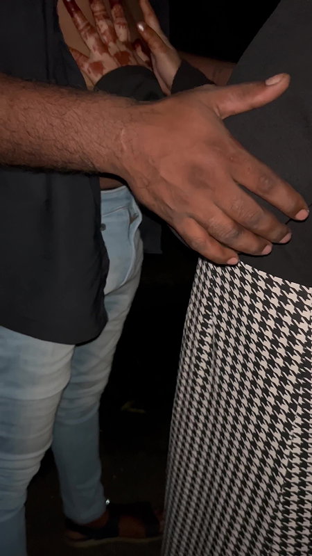 Deserted road, fucked girlfriend on the side of the road in the dark night