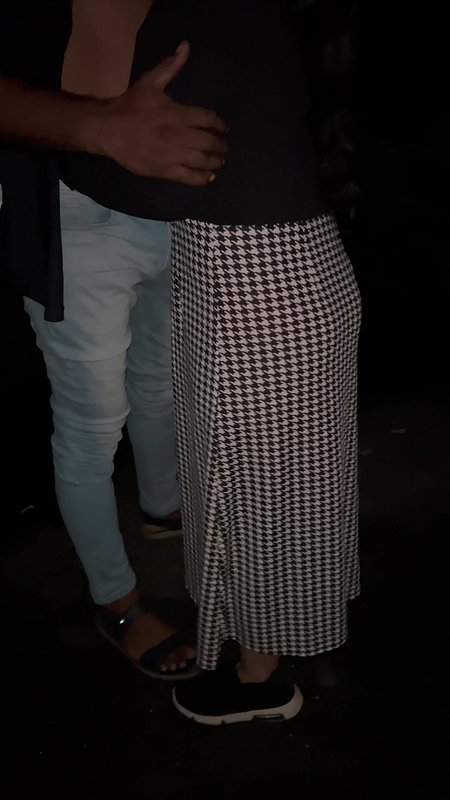 Deserted road, fucked girlfriend on the side of the road in the dark night