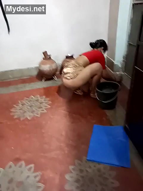Sexy Maid cleaning floor and showing her ass