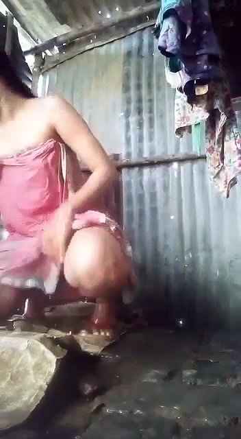 Cute Village Girl Bath