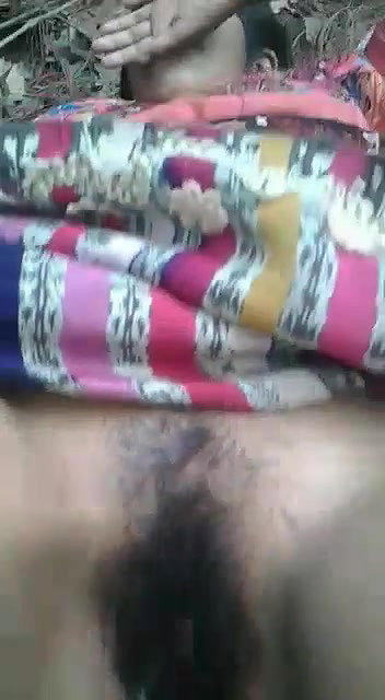 Village Girl Hairy Pussy Captured by Lover Outdoor After Fucking