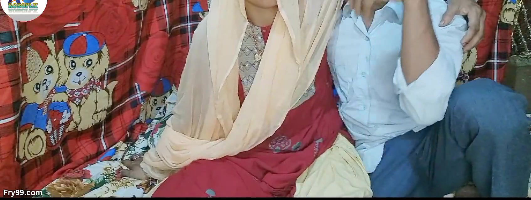 Your desi sister was having hot sex by removing red salwar suit and raising her leg, Hindi audio