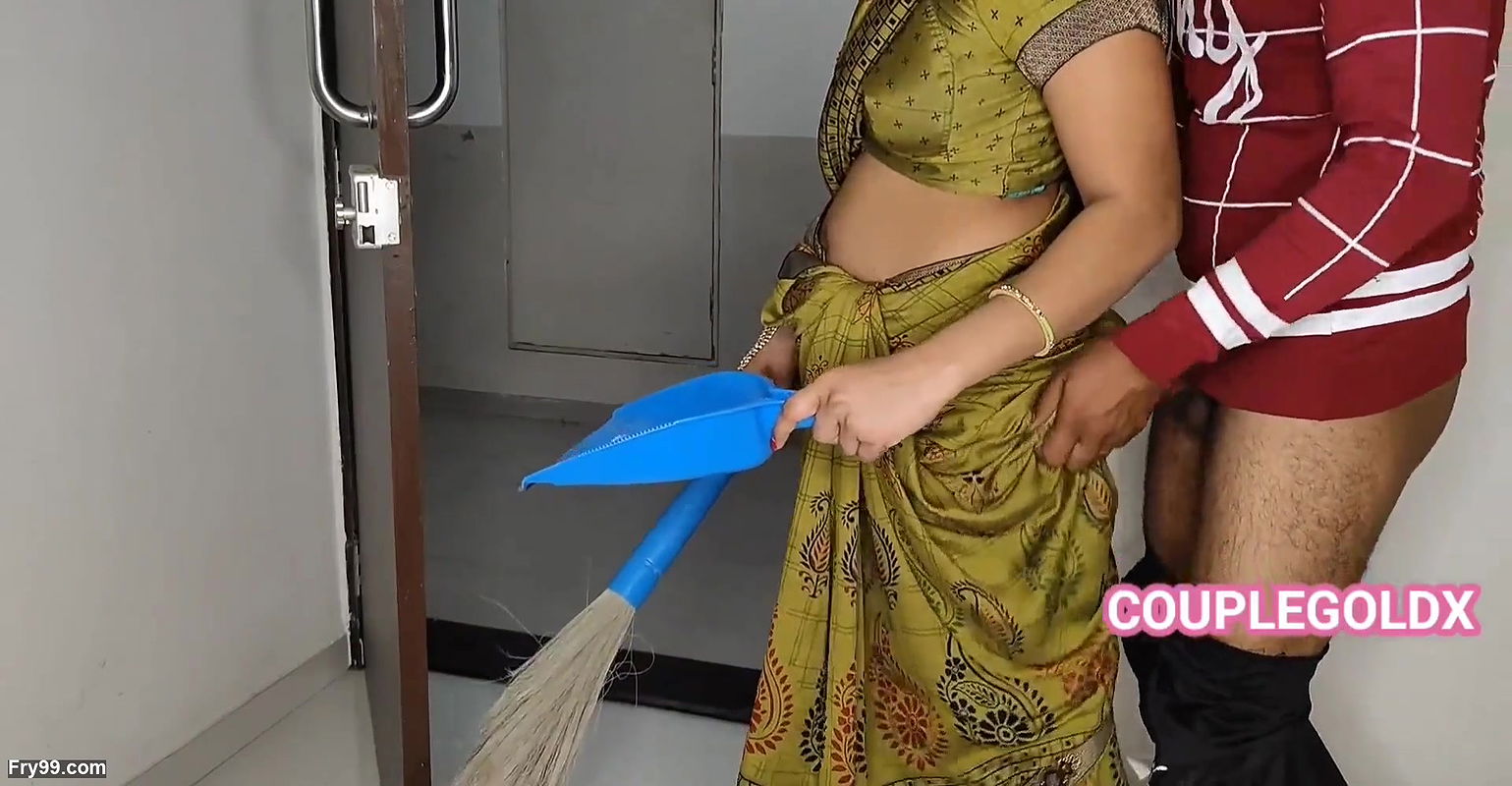 Komal was not at home, husband called the garbage man inside and started fucking at the door