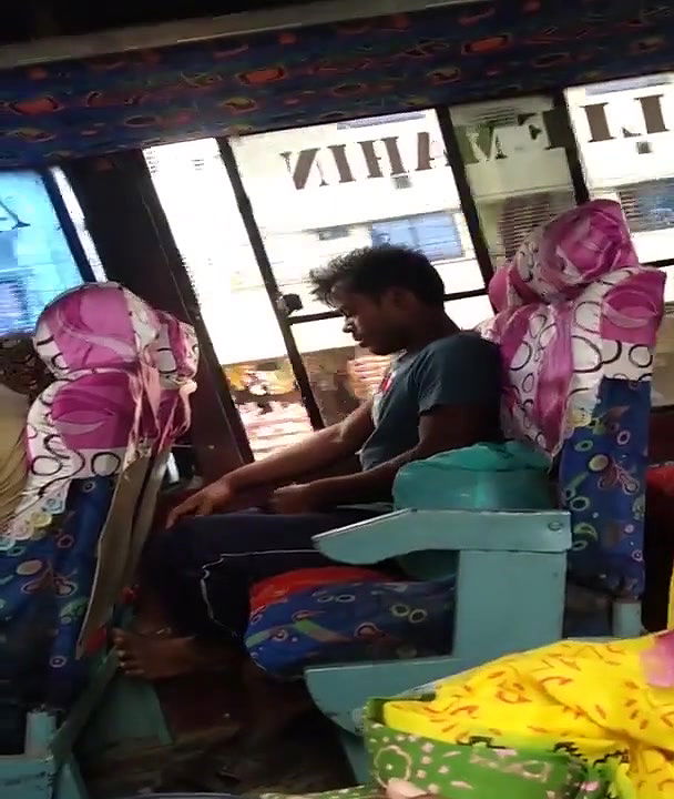 tarki guy masturbating in BUS while knowing side passanger girls recording him