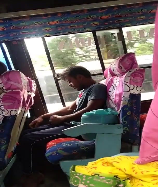 tarki guy masturbating in BUS while knowing side passanger girls recording him