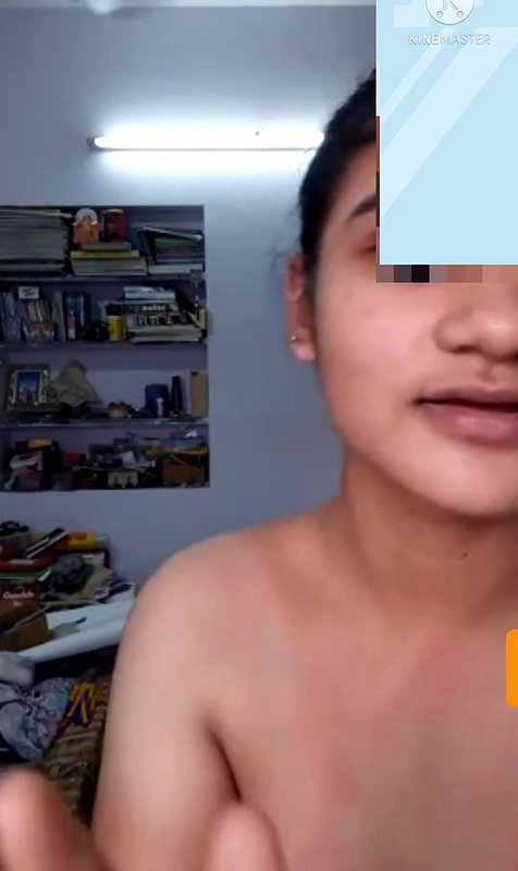 Young girl showing