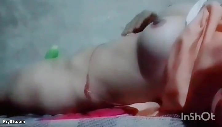 The cucumber is calming her lust with great enthusiasm