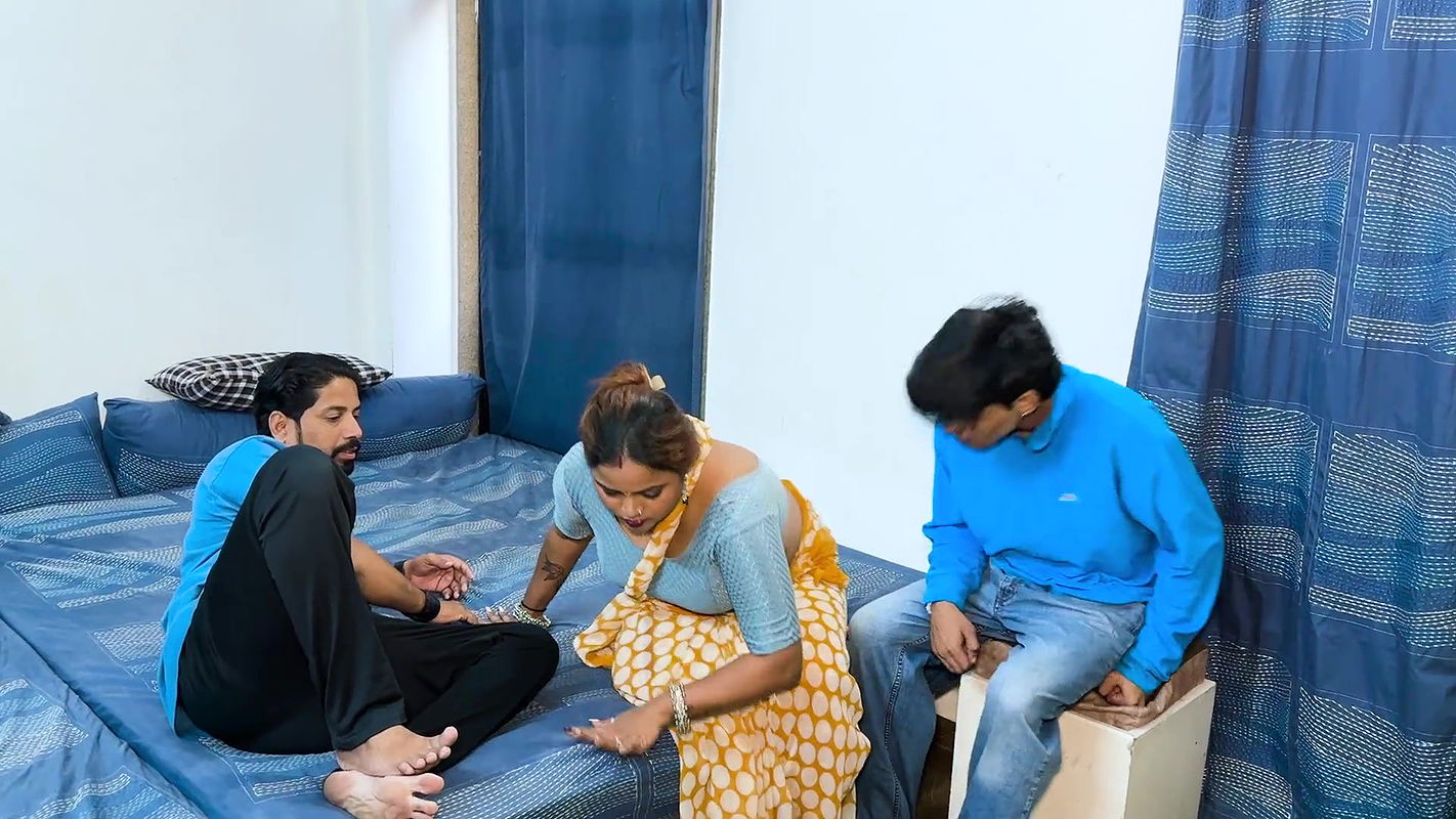 Owner and his friend together have threesome sex with maid