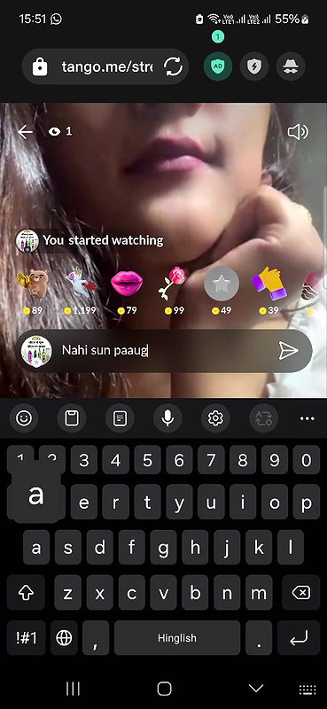 Divya Flashing Boobs on 121 Tango Live