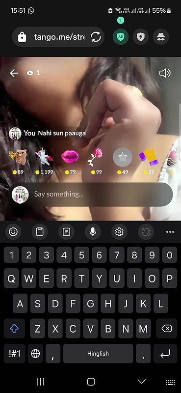 Divya Flashing Boobs on 121 Tango Live