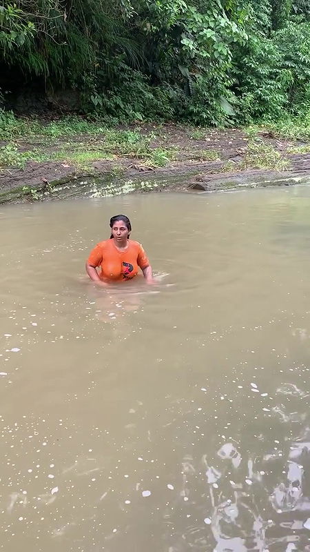 Unknown Hot lady Big Boobs and nipple show in ornage tshirt