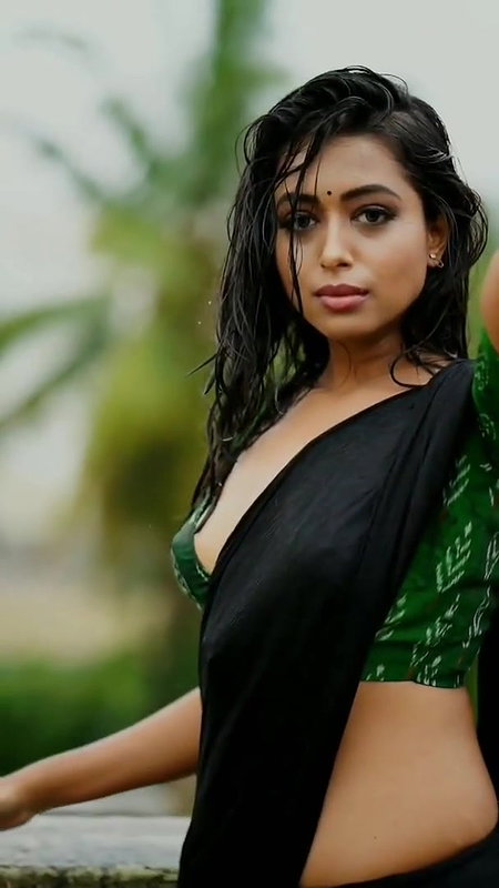 Hot Babe Sexy In Saree Wet Looking Ravishing
