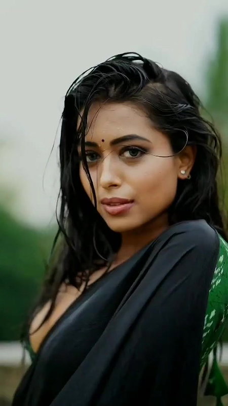 Hot Babe Sexy In Saree Wet Looking Ravishing