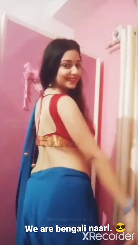 Rupsa Sexy Boobs and Navel in red bra and blue saree