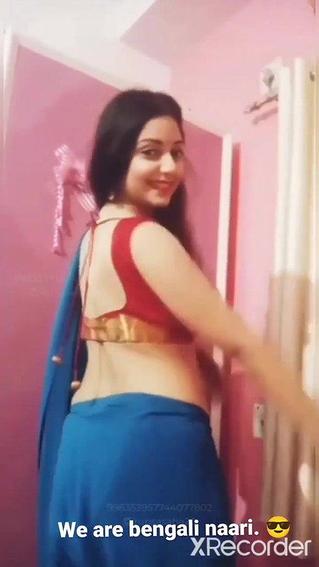 Rupsa Sexy Boobs and Navel in red bra and blue saree