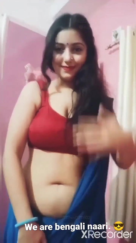 Rupsa Sexy Boobs and Navel in red bra and blue saree