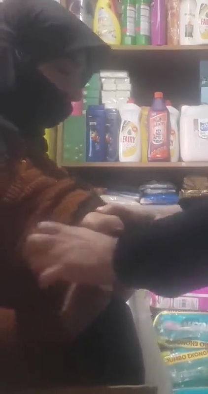 Desi Milf boobs Pressing by shopkeeper