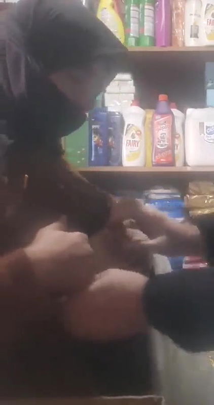 Desi Milf boobs Pressing by shopkeeper