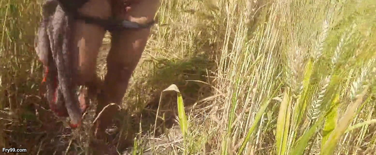 The step-sister-in-law showed her brother-in-law her fat ass in her wheat field with her brother-in-law in the open forest in the field