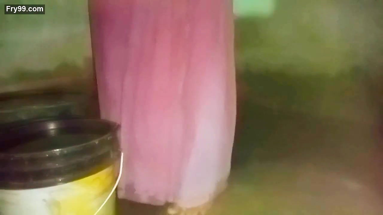 Indian aunty bathing in village home