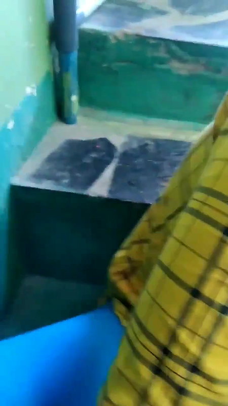 Blowjob and handjob on stairs
