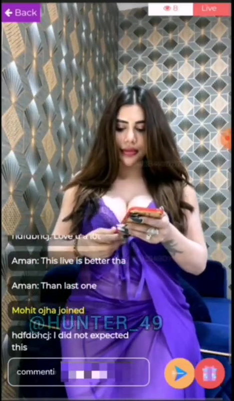 Rivika Mani Demanding Model Falunting Big Cleavage Purple Saree Premium