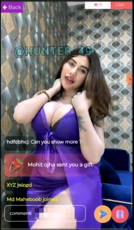 Rivika Mani Demanding Model Falunting Big Cleavage Purple Saree Premium