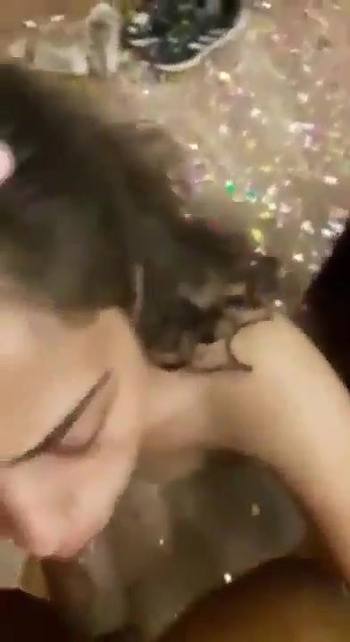 Giving blowjob and taking cumshot on body