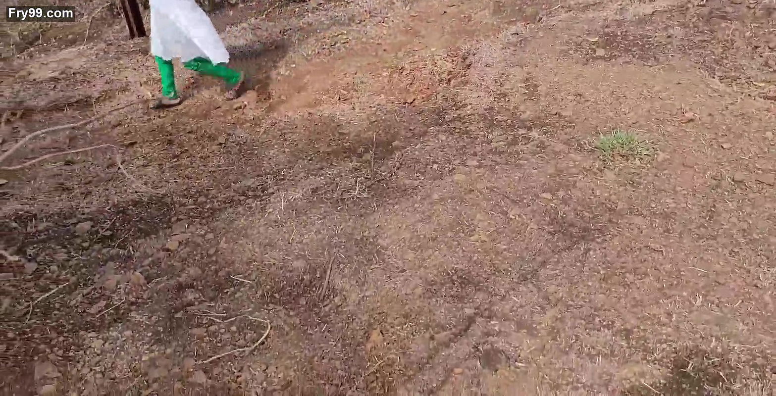 She went to the forest and tore her pussy