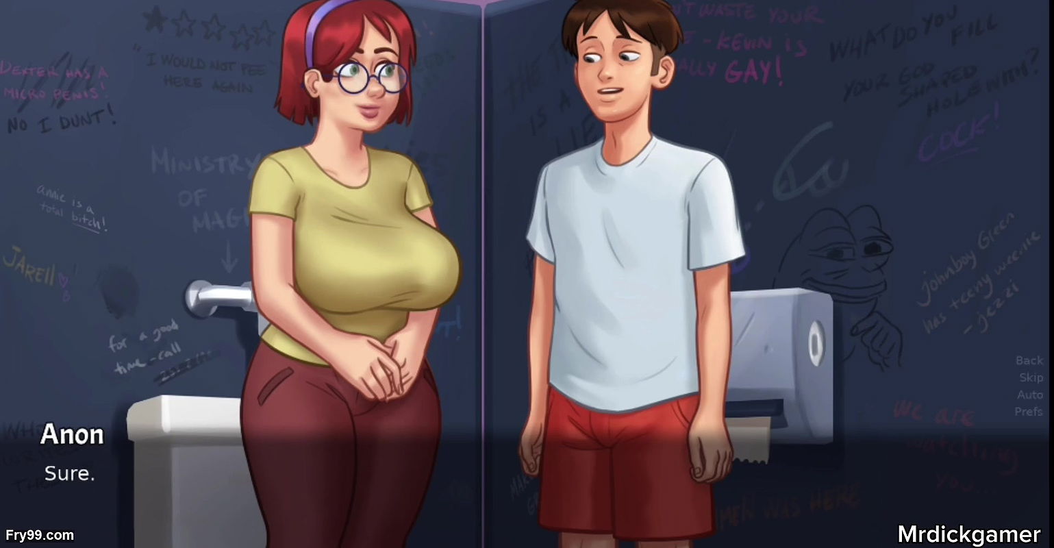 Summertime saga Shy bitch gives her bestfriend a creampie handjob