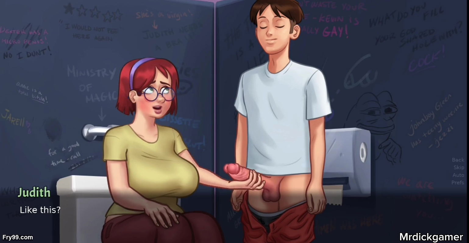 Summertime saga Shy bitch gives her bestfriend a creampie handjob