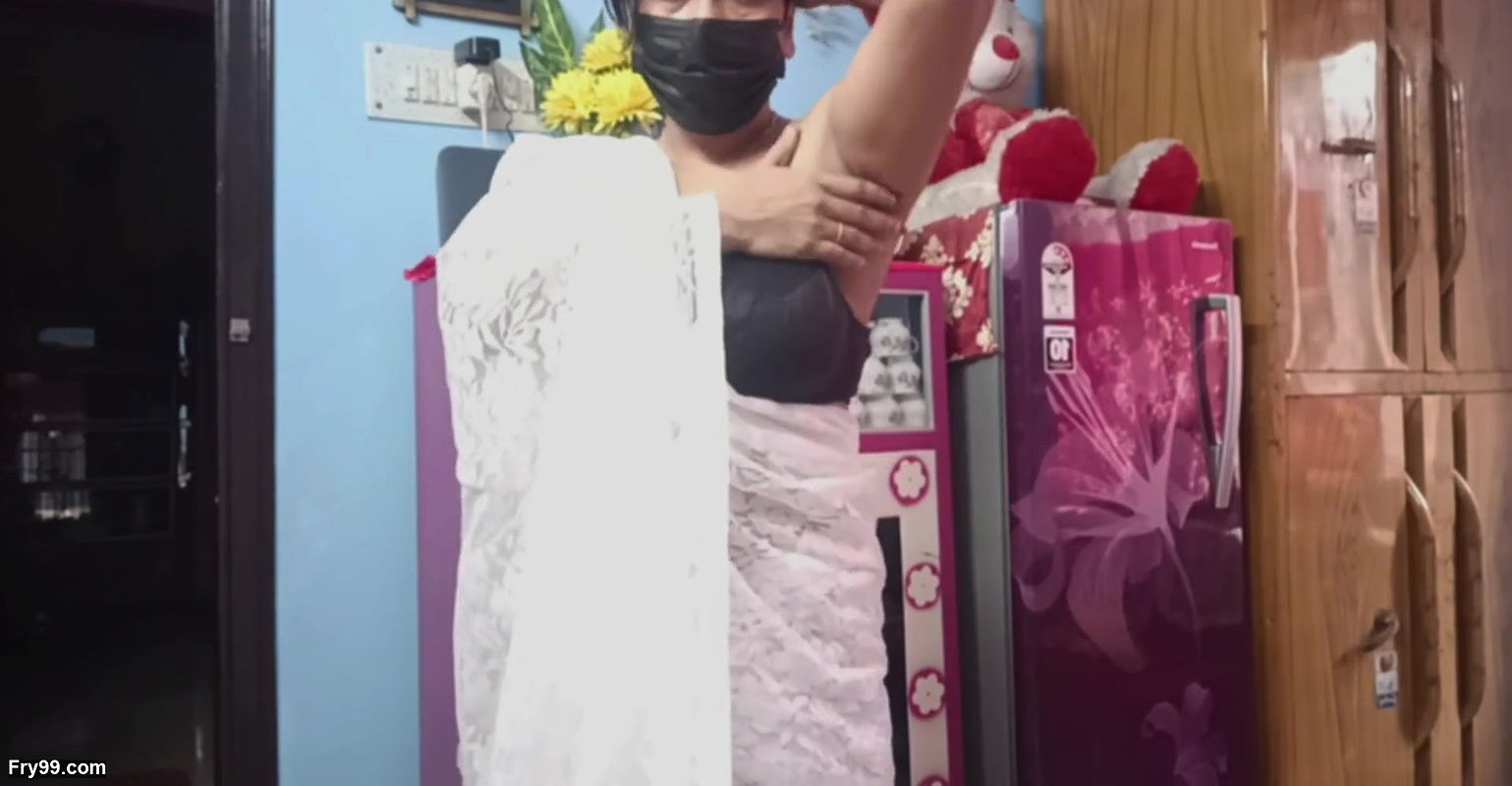 Horny Indian Aunty with Big Tits Changes Saree and Plays with Hairy Pussy, Mature Mom Fantasy