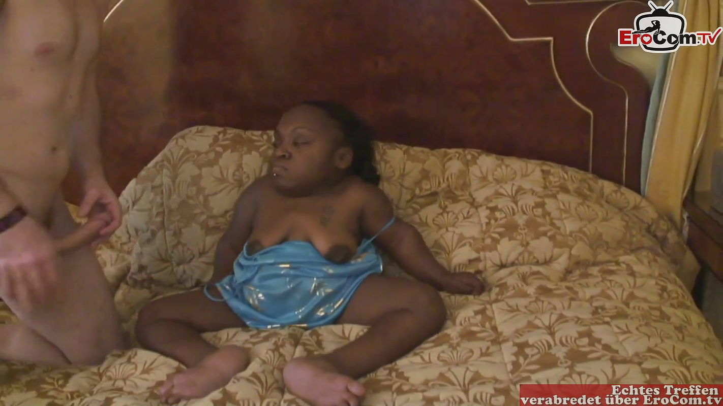 Ebony Dwarf fucks with a normal white guy in a fetish porn