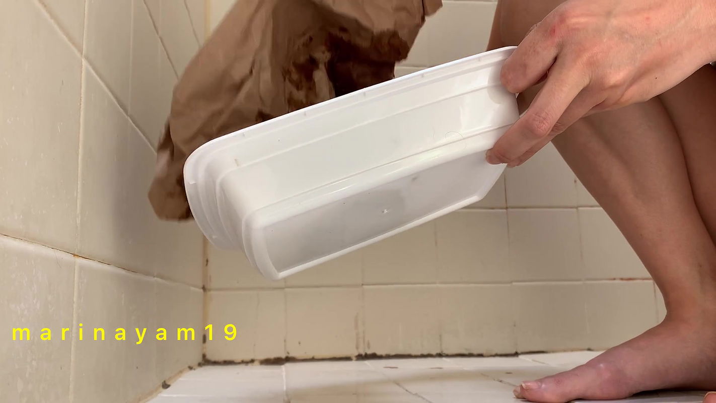 Marinayam19 Shit on paper and transferred to container